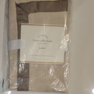 Pottery Barn Linen Silk Sham - Cream and Brown